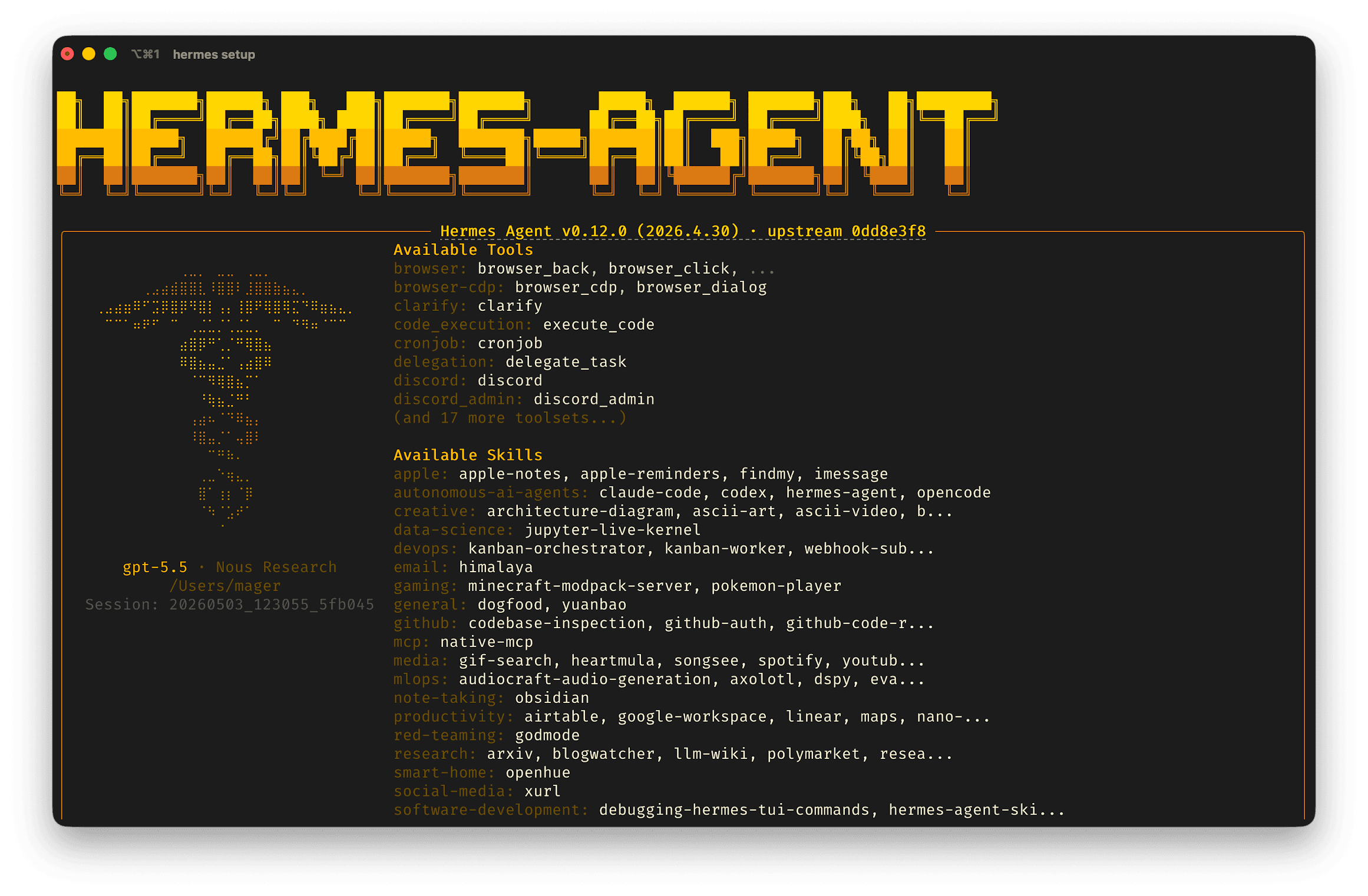 A terminal view of an agent experiment